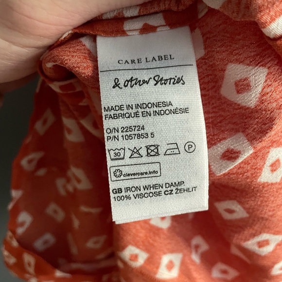 & Other Stories Printed Orange Square Mini Dress Size 4 - Picture 4 of 5